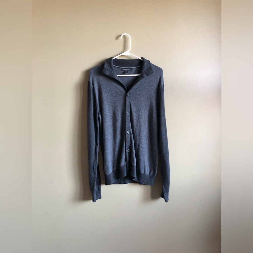 Banana Republic Men’s Two-Tone Charcoal Grey Button Cardigan Size Small